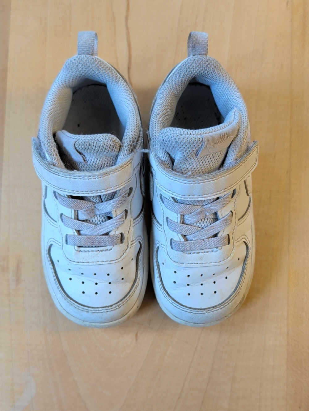 Nike White and Light Gray Kids Velcro Sneakers